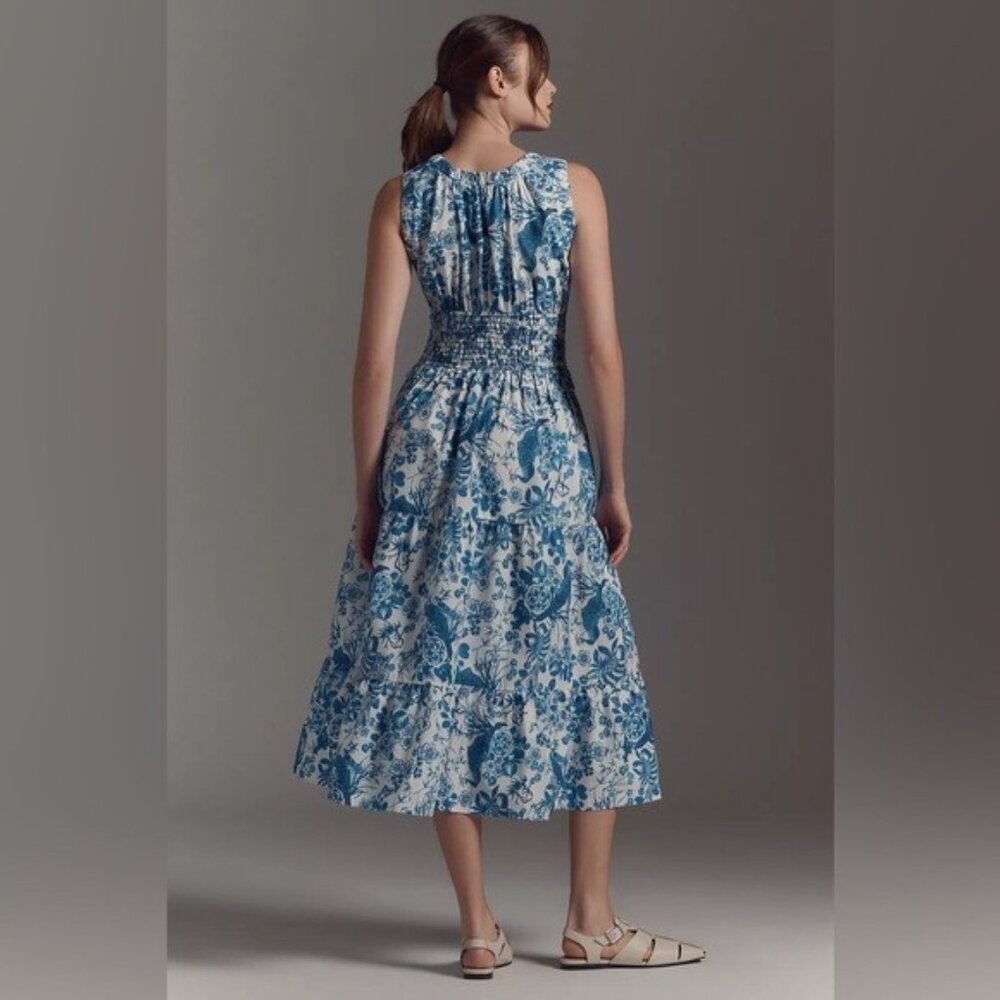 NWT Size XS - Anthropologie 100% Cotton Poplin Smocked Midi Dress (NWT US$ 168) - Picture 5 of 16